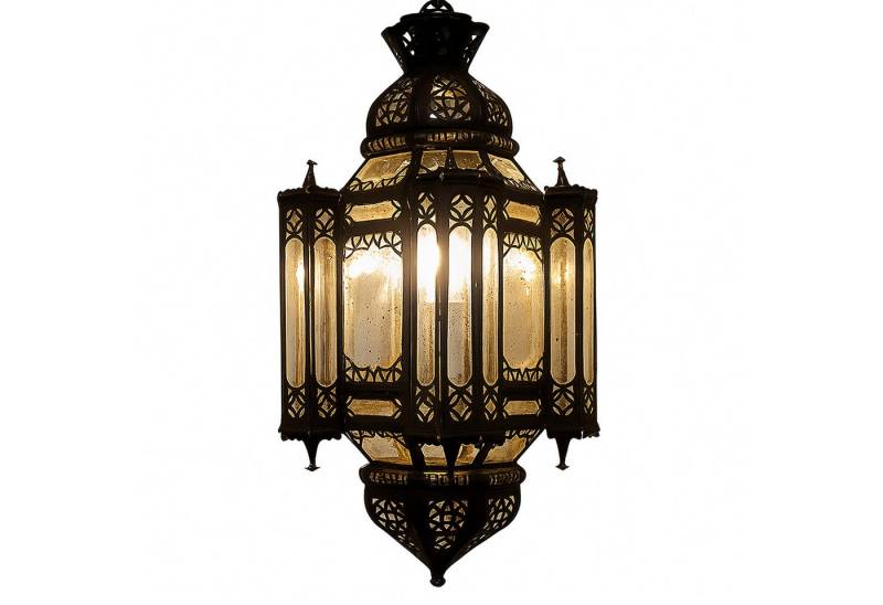 Marrakesch Orient & Mediterran Interior Deckenleuchte Deckenlampe La Noche Glas & Metall 70cm, Mediterrane Hängeleuchte, ohne Leuchtmittel, Handarbeit von Marrakesch Orient & Mediterran Interior