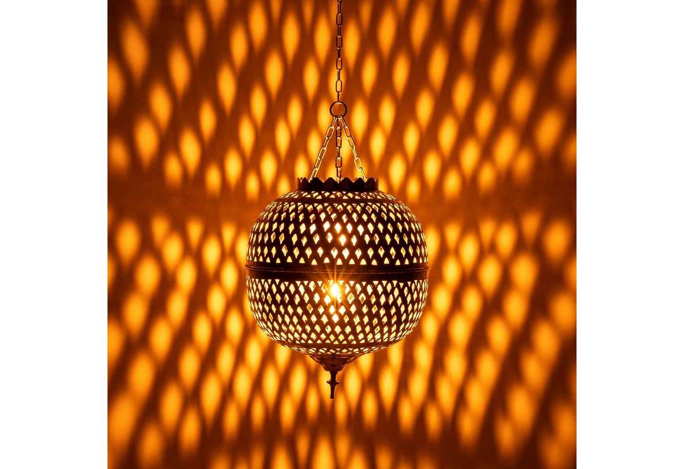 Marrakesch Orient & Mediterran Interior Deckenleuchte Orientalische Lampe Messing Pendelleuchte Safiye, ohne Leuchtmittel, Handarbeit von Marrakesch Orient & Mediterran Interior