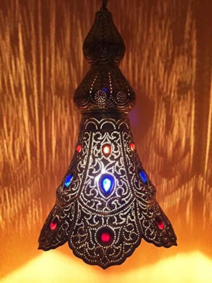 Marrakesch Orient & Mediterran Interior Deckenleuchte Orientalische Messing Lampe Pendelleuchte Ilgin 40cm, ohne Leuchtmittel, Handarbeit von Marrakesch Orient & Mediterran Interior