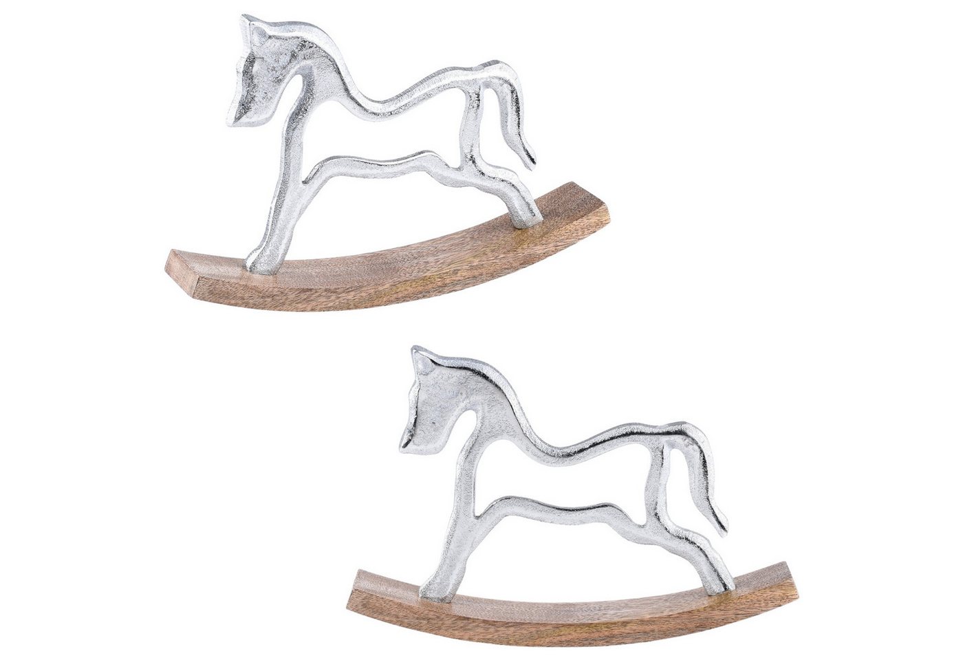Marrakesch Orient & Mediterran Interior Dekofigur 2er Set Dekoaufsteller Dekoobjekt Silber Schaukelpferd Sving 30cm (2 St), 2er Set von Marrakesch Orient & Mediterran Interior