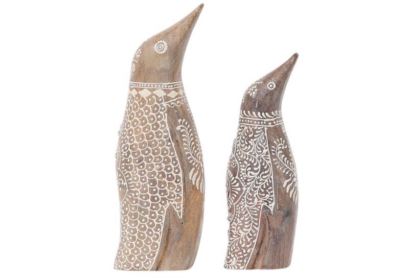 Marrakesch Orient & Mediterran Interior Dekofigur 2er Set Boho Deko Dekoobjekt Tierfigur aus Holz Pinguin von Marrakesch Orient & Mediterran Interior