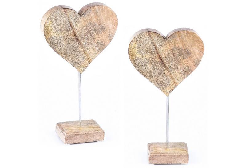 Marrakesch Orient & Mediterran Interior Dekoobjekt 2er Set Dekofigur Herz Amour -6- Holz Handarbeit Naturdesign H 27cm, Handarbeit von Marrakesch Orient & Mediterran Interior