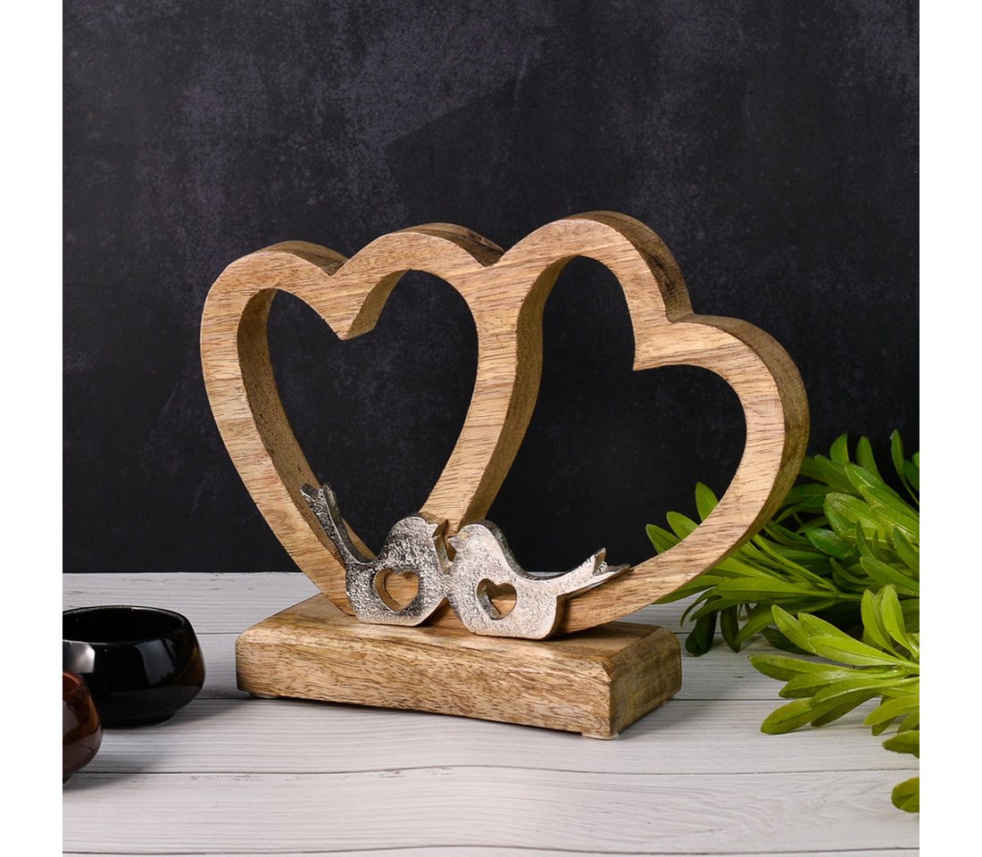 Marrakesch Orient & Mediterran Interior Dekoobjekt Dekofigur Herz Amour -2- Holz Aluminium Handarbeit romantisch H 22cm, Handarbeit von Marrakesch Orient & Mediterran Interior