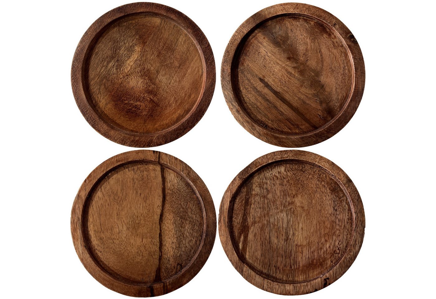 Marrakesch Orient & Mediterran Interior Dekotablett 4er Set Vintage Blumentopf Untersetzer Tablett aus Holz Mandy (4 St), Ø = 15cm und 2cm Hoch von Marrakesch Orient & Mediterran Interior