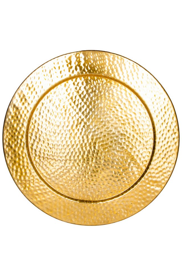 Marrakesch Orient & Mediterran Interior Dekotablett Tablett Nizza goldfarben rund aus Aluminium 60cm orientalisches Design, Handarbeit von Marrakesch Orient & Mediterran Interior