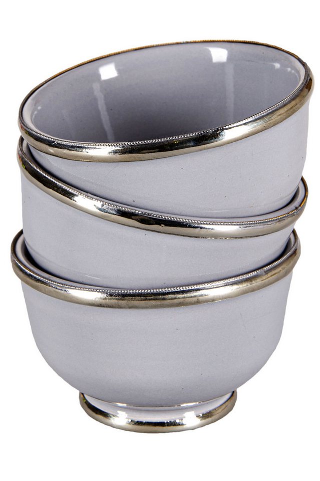 Marrakesch Orient & Mediterran Interior Dekotablett 3er Set Orientalische Dip Dessert Schalen Cariba Grau (3er Set), Handarbeit von Marrakesch Orient & Mediterran Interior
