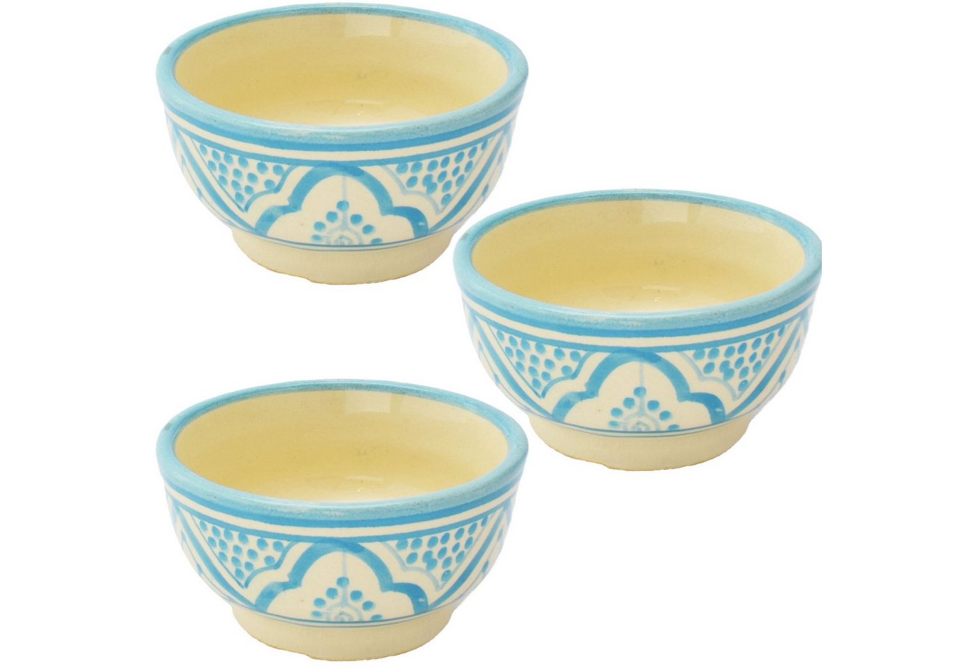 Marrakesch Orient & Mediterran Interior Dipschale 3er Set Orientalische kleine Keramikschale Schale Rund Amela Ø 9cm, Handarbeit von Marrakesch Orient & Mediterran Interior