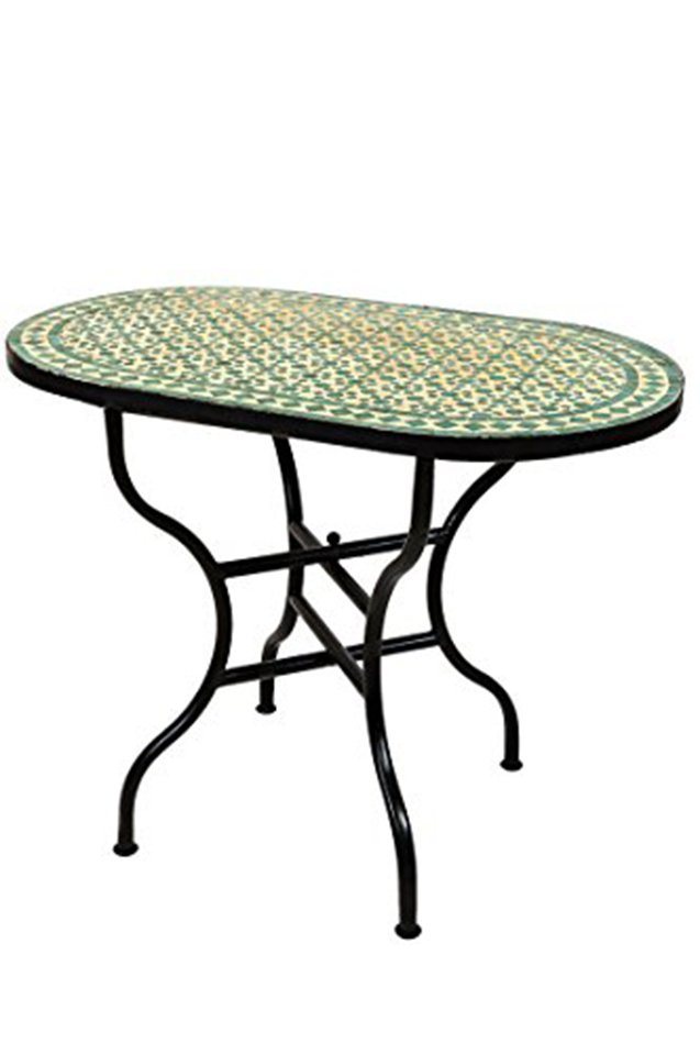 Marrakesch Orient & Mediterran Interior Gartentisch Mosaiktisch 100x60cm oval, Beistelltisch, Gartentisch, Esstisch, Handarbeit von Marrakesch Orient & Mediterran Interior