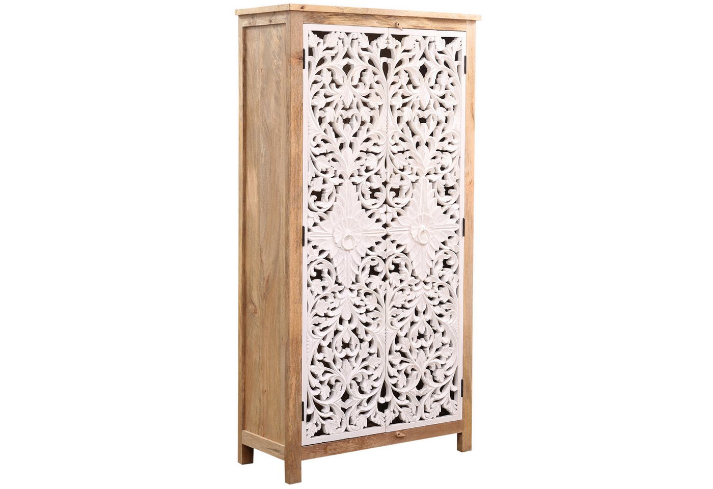 Marrakesch Orient & Mediterran Interior Highboard Boho Möbel Schrank Kleiderschrank Highboard aus Holz Braun Weiss Bulam von Marrakesch Orient & Mediterran Interior