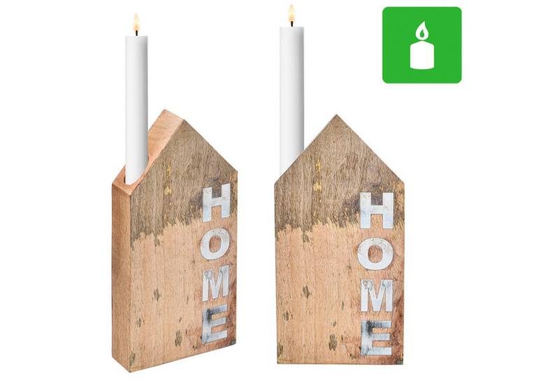 Marrakesch Orient & Mediterran Interior Kerzenständer 2er Set Holz Dekoobjekt Kerzenhalter Deko Modern Home (2 St), aus Holz von Marrakesch Orient & Mediterran Interior