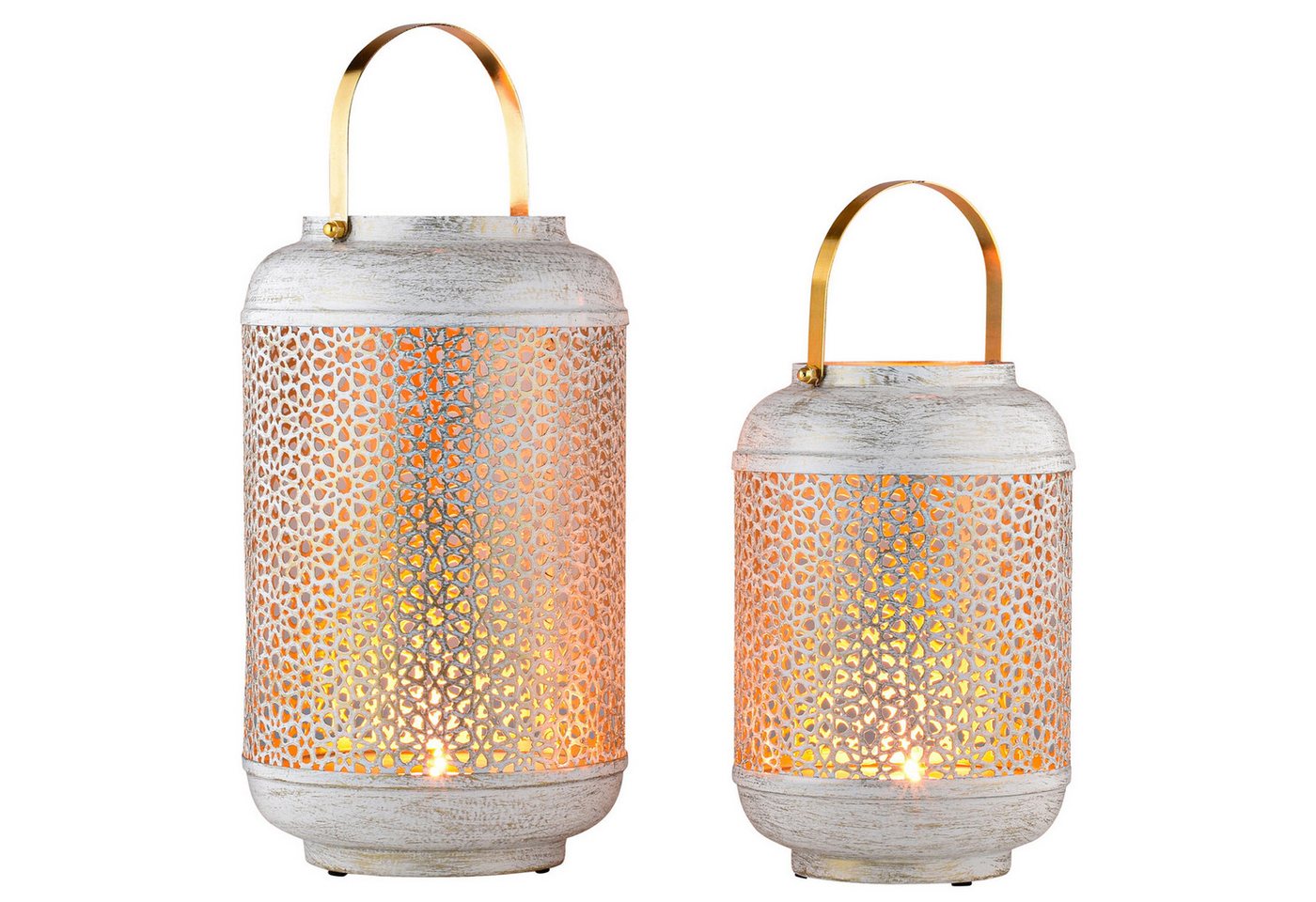 Marrakesch Orient & Mediterran Interior Teelichthalter 2er Set Boho Deko Windlicht Teelichthalter Kerzenhalter Anago (1 St., 2er Set), Handarbeit von Marrakesch Orient & Mediterran Interior
