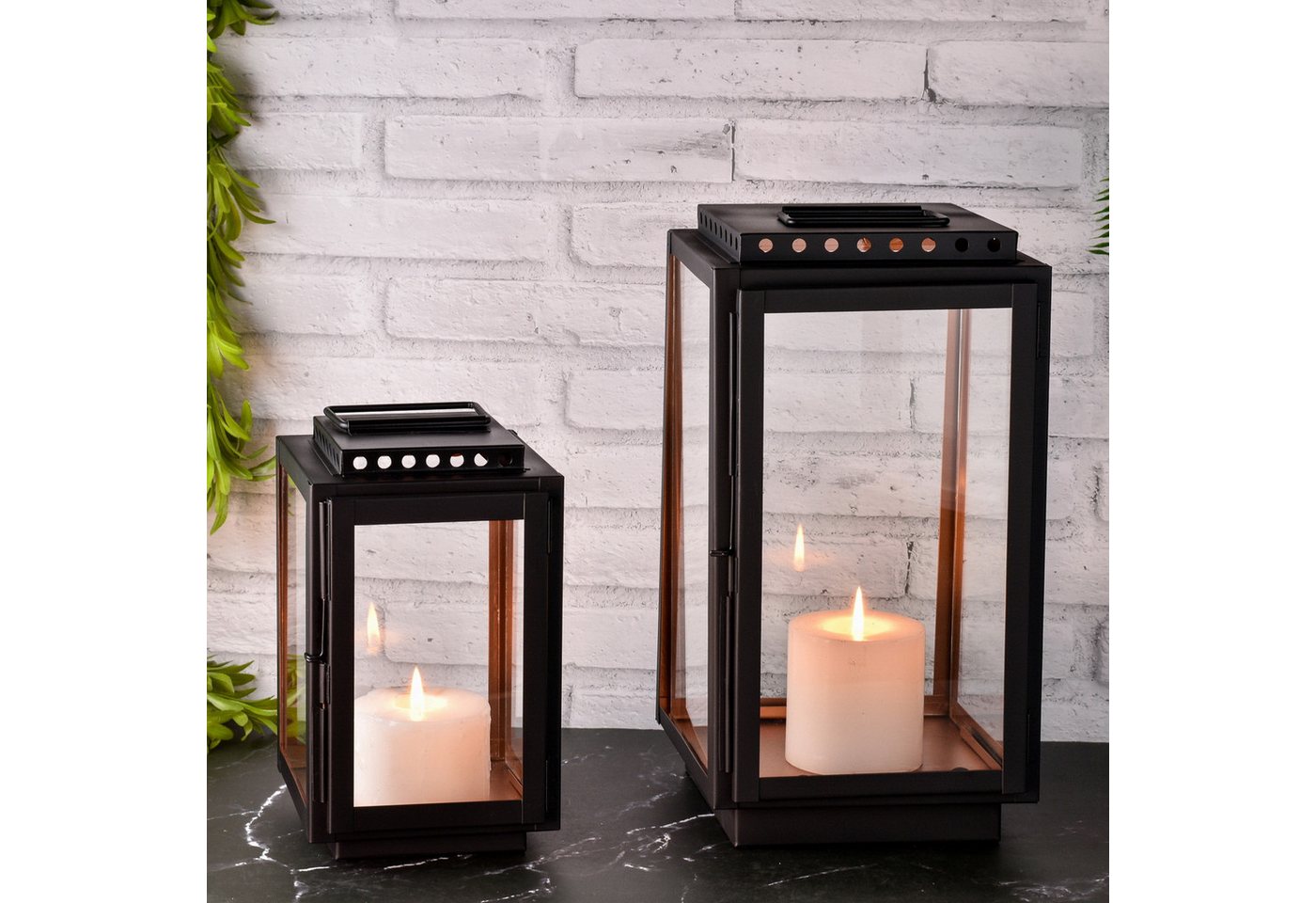 Marrakesch Orient & Mediterran Interior Kerzenlaterne 2er Set Skandinavisches Design Balkon Garten Windlicht Laterne Jona, Handarbeit von Marrakesch Orient & Mediterran Interior