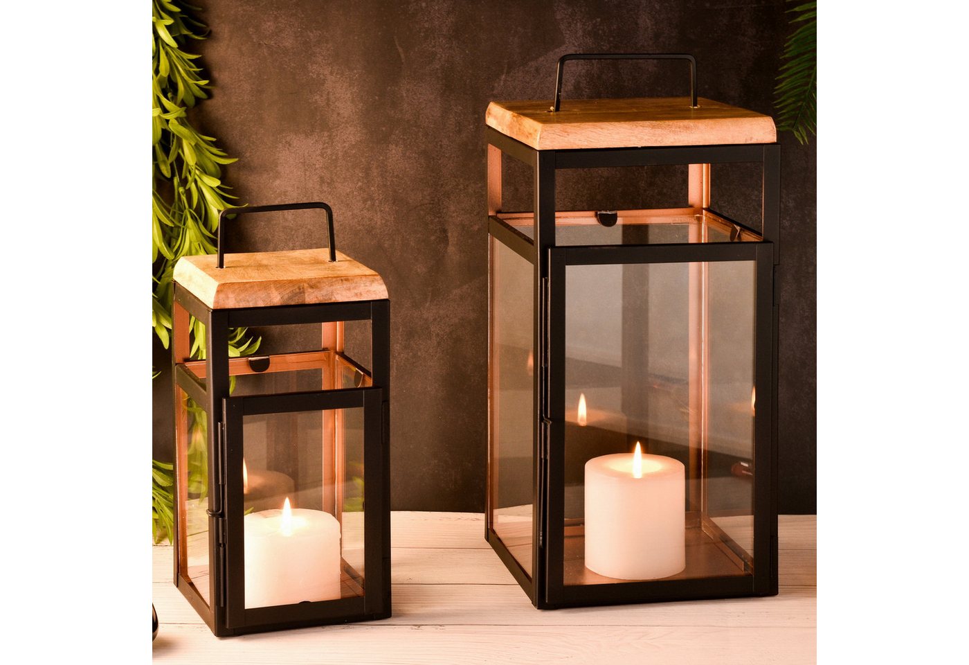 Marrakesch Orient & Mediterran Interior Kerzenlaterne 2er Set Skandinavisches Design Balkon Garten Windlicht Laterne Vejle, Handarbeit von Marrakesch Orient & Mediterran Interior