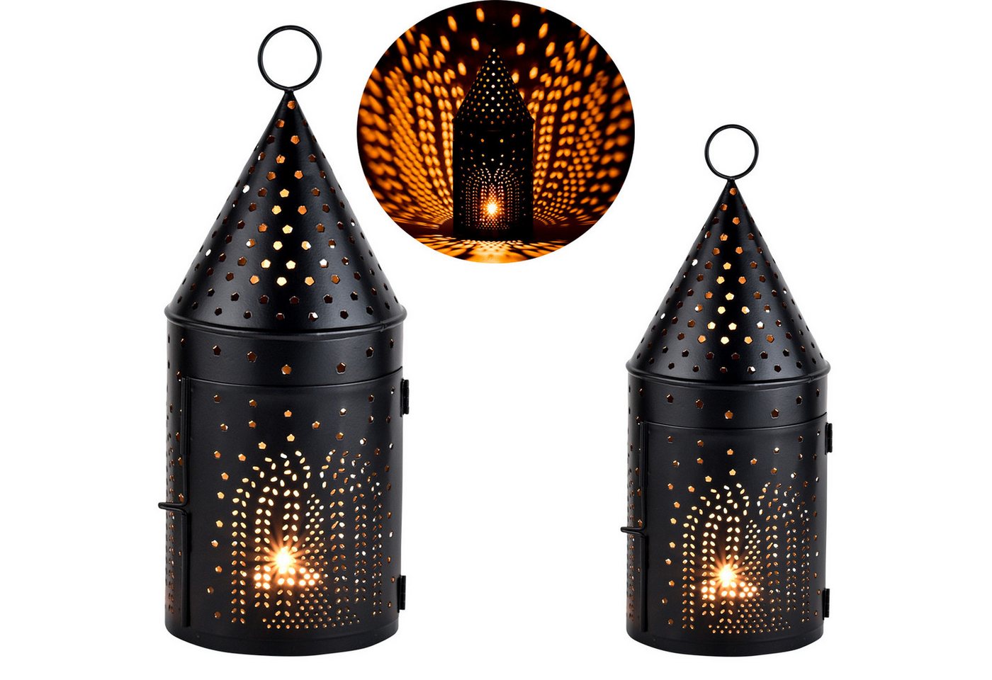 Marrakesch Orient & Mediterran Interior Kerzenlaterne 2er Set Windlicht Laterne Weihnachtslaterne Christmas (2er Set), aus Metall von Marrakesch Orient & Mediterran Interior