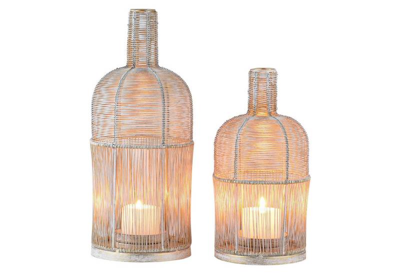 Marrakesch Orient & Mediterran Interior Teelichthalter 2er Set Boho Deko Windlicht Teelichthalter Kerzenhalter Preston (2 St), Handarbeit von Marrakesch Orient & Mediterran Interior