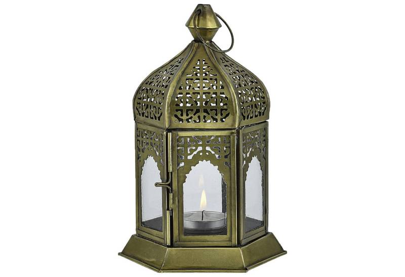 Marrakesch Orient & Mediterran Interior Teelichthalter Orientalische Deko Teelichthalter Laterne Windlicht Khatija Klar (1 St), Metall und Glas von Marrakesch Orient & Mediterran Interior