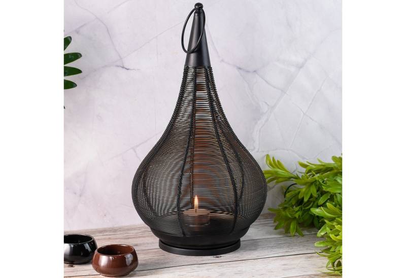 Marrakesch Orient & Mediterran Interior Kerzenlaterne Windlicht Askil schwarz modern handgefertigt Teelichthalter H 36cm, aus traditioneller Handarbeit von Marrakesch Orient & Mediterran Interior