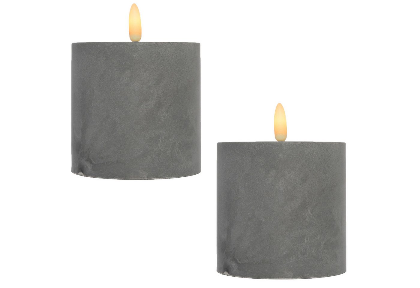 Marrakesch Orient & Mediterran Interior Kerzenständer 2er Set LED Kerze Zement Design Samod Rund (2 St) von Marrakesch Orient & Mediterran Interior