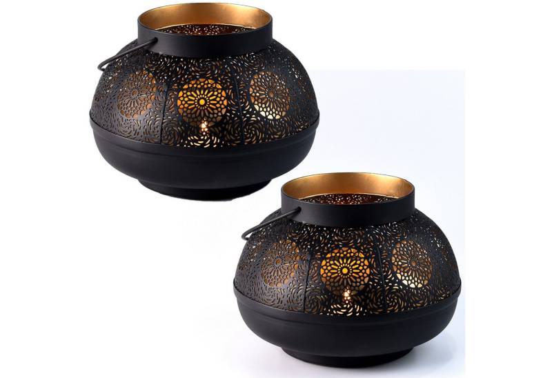 Marrakesch Orient & Mediterran Interior Teelichthalter 2er Set Orientalische Garten Windlicht Teelichthalter Dekoration Edla, Handarbeit von Marrakesch Orient & Mediterran Interior