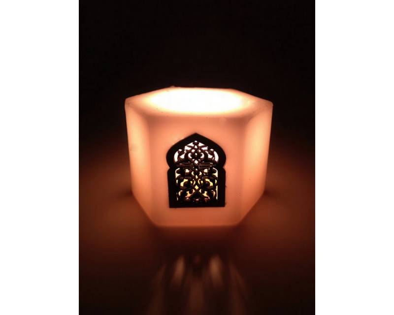 Marrakesch Orient & Mediterran Interior Teelichthalter Orient Windlicht Daima weiss 9cm, Handarbeit von Marrakesch Orient & Mediterran Interior