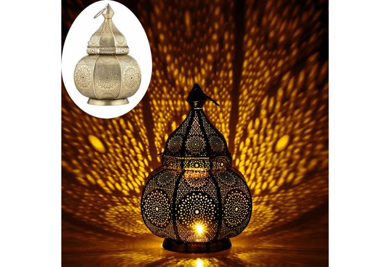 Marrakesch Orient & Mediterran Interior Teelichthalter Orientalische Laterne Leuchte Tischlampe Lamisa Gold, Handarbeit von Marrakesch Orient & Mediterran Interior