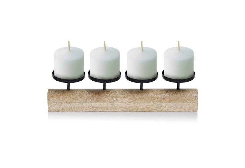 Marrakesch Orient & Mediterran Interior Teelichthalter Vintage Kerzenständer Vint 36cm, Holz und Metall von Marrakesch Orient & Mediterran Interior