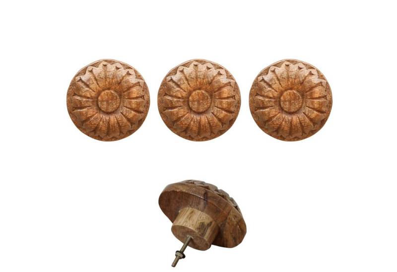Marrakesch Orient & Mediterran Interior Kommode Boho Möbelgriff Admir 3er Set rund geschnitzt aus Holz (1 St) von Marrakesch Orient & Mediterran Interior