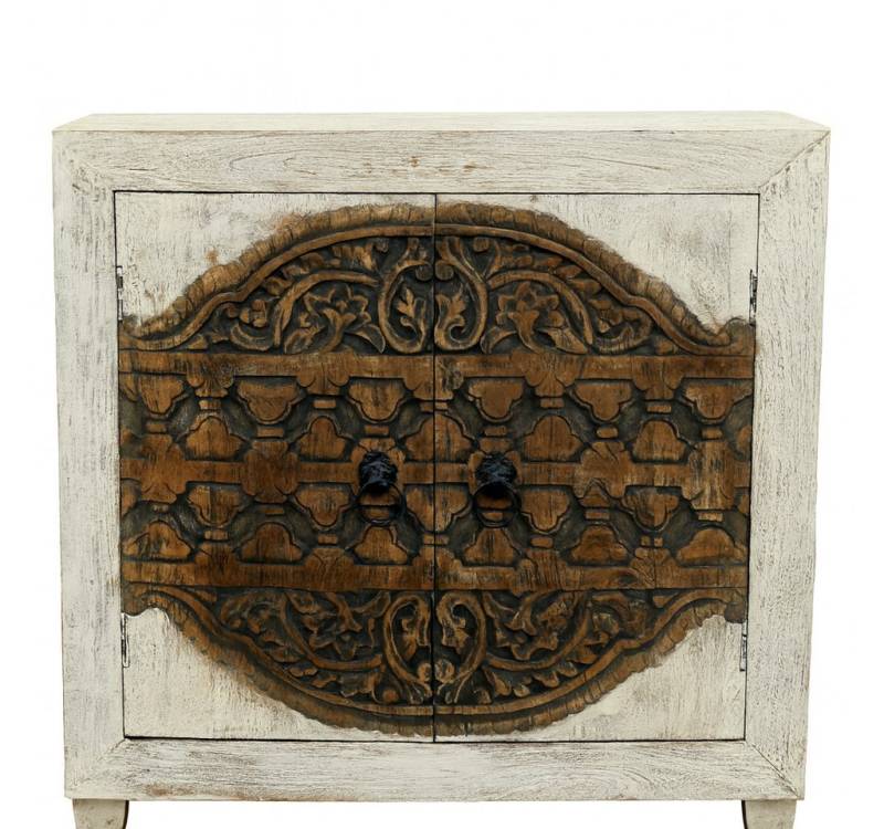 Marrakesch Orient & Mediterran Interior Kommode Orientalische Vintage Kommode Weiss Aswa - 90cm (1 St), Handarbeit von Marrakesch Orient & Mediterran Interior