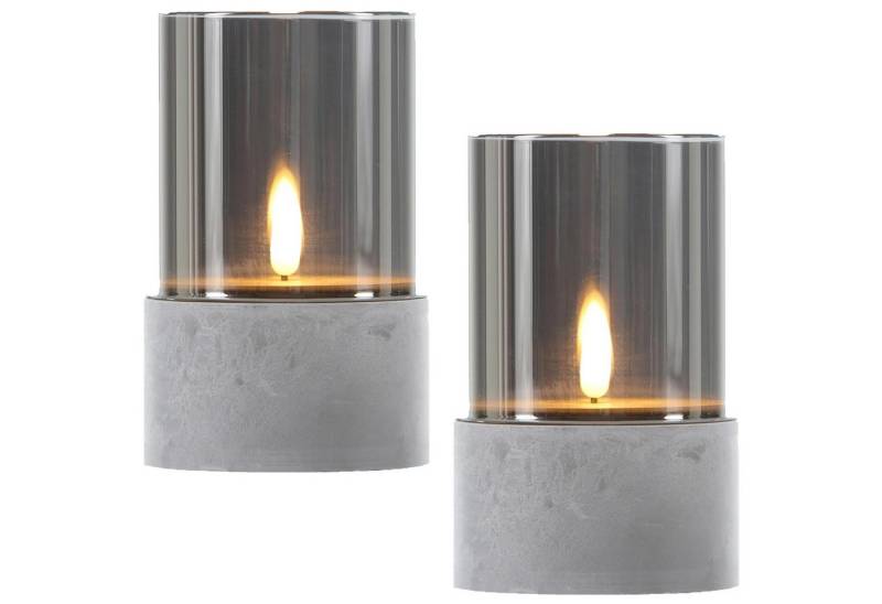 Marrakesch Orient & Mediterran Interior LED-Kerze 2er Set LED Kerze Glas Windlicht Grau Kalio (2-tlg) von Marrakesch Orient & Mediterran Interior