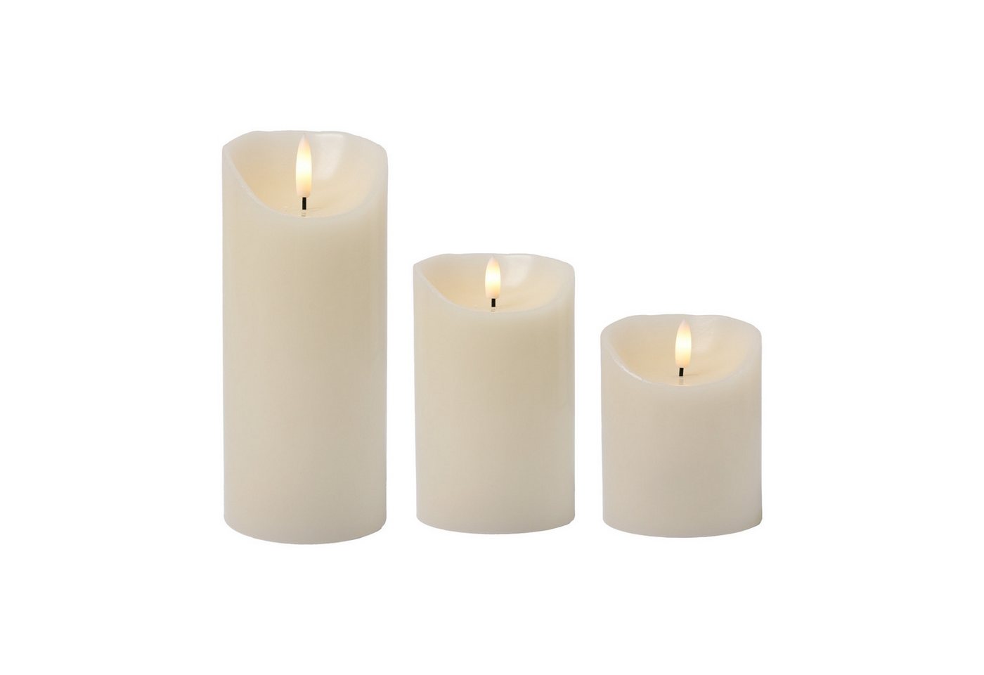 Marrakesch Orient & Mediterran Interior LED-Kerze 3er Set LED Echtwachs Kerze Stumpenkerze (3-tlg), Timer von Marrakesch Orient & Mediterran Interior