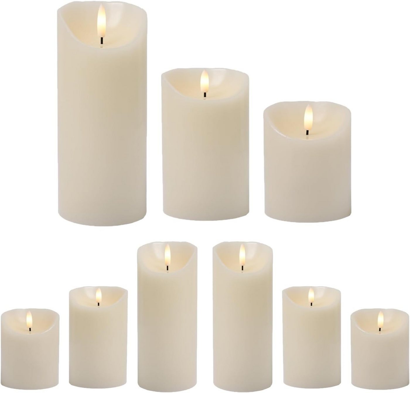Marrakesch Orient & Mediterran Interior LED-Kerze 9er Set LED Echtwachs Kerze Stumpenkerze (9-tlg), Timer von Marrakesch Orient & Mediterran Interior