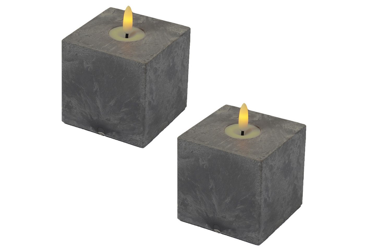 Marrakesch Orient & Mediterran Interior LED-Kerze 2er Set LED Kerze Zement Design Samod Eckig (2-tlg) von Marrakesch Orient & Mediterran Interior