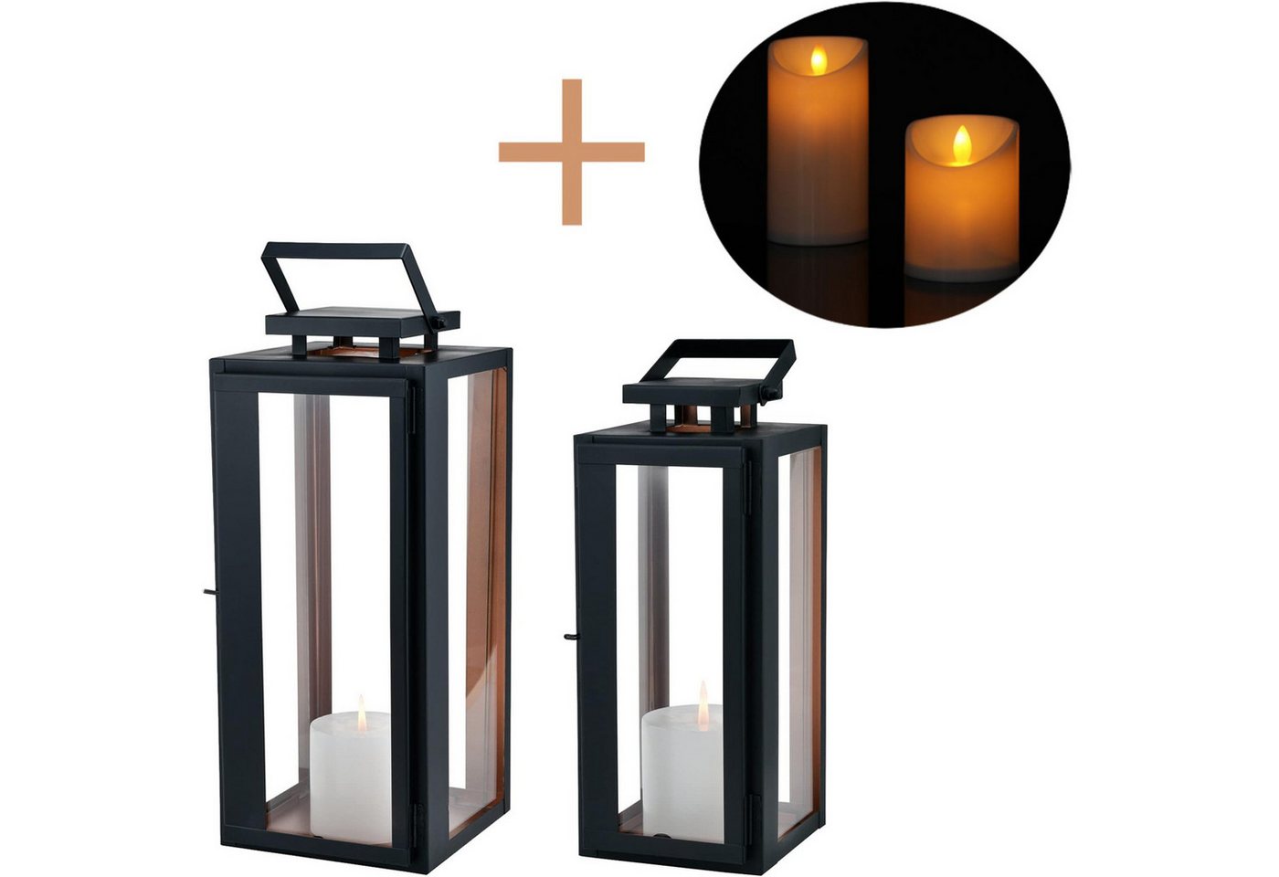 Marrakesch Orient & Mediterran Interior LED-Leuchte 2er Set LED Skandinavisches Design Balkon Windlicht Gartenlaterne (2 St) von Marrakesch Orient & Mediterran Interior