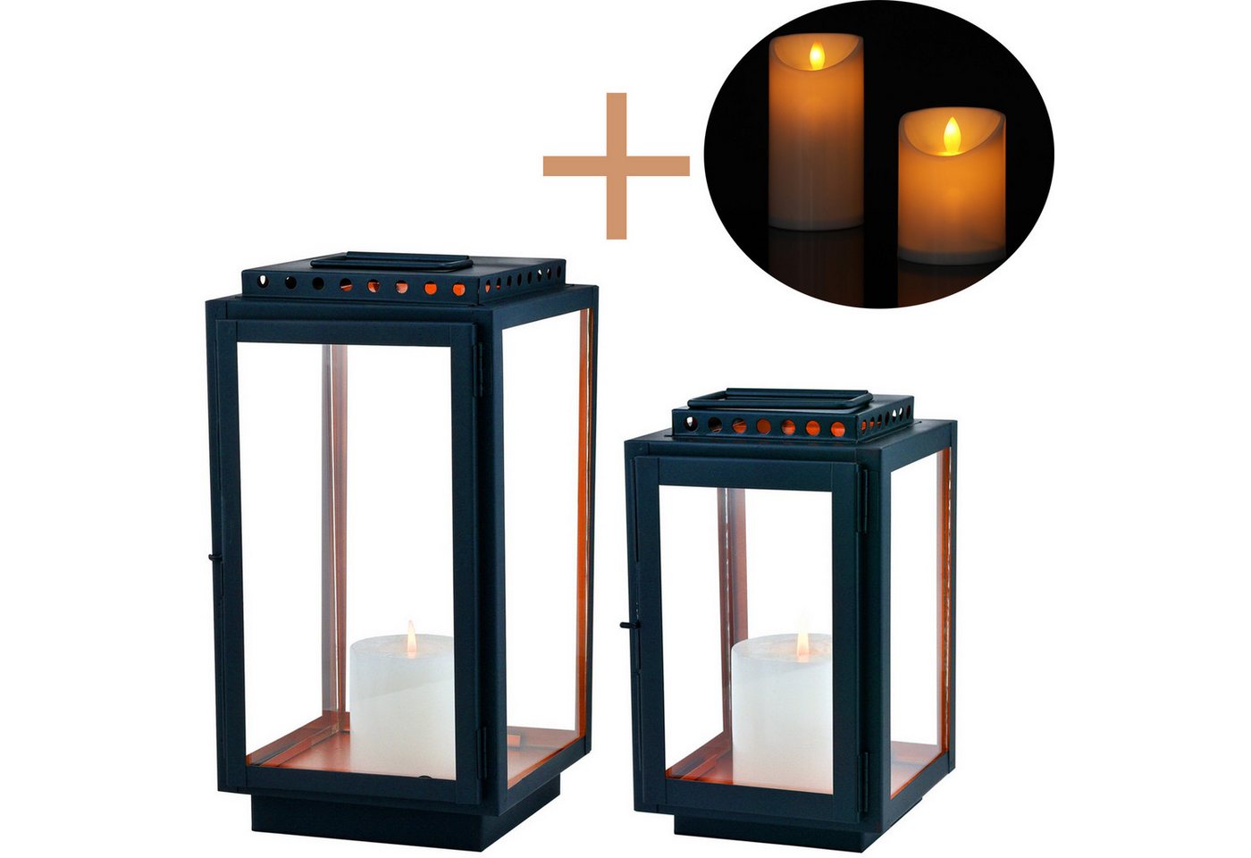 Marrakesch Orient & Mediterran Interior LED-Leuchte 2er Set Led Skandinavisches Design Balkon Garten Windlicht Laterne (2 St) von Marrakesch Orient & Mediterran Interior