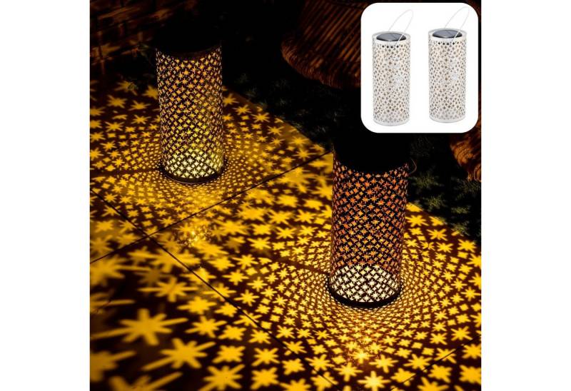 Marrakesch Orient & Mediterran Interior LED Solarleuchte 2er Set Moderne Solarlaterne Solar Laterne Windlicht Outdoor Weiß, LED fest integriert, Hängeleuchte von Marrakesch Orient & Mediterran Interior
