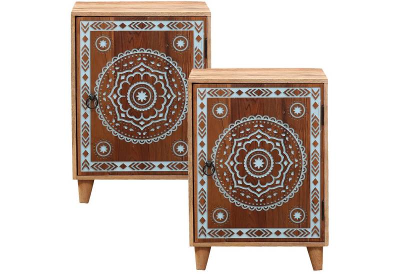Marrakesch Orient & Mediterran Interior Nachttisch 2er Set Boho Möbel Nachttisch Beistelltisch Kommode Nachtschrank Binar (2-St), Handarbeit von Marrakesch Orient & Mediterran Interior