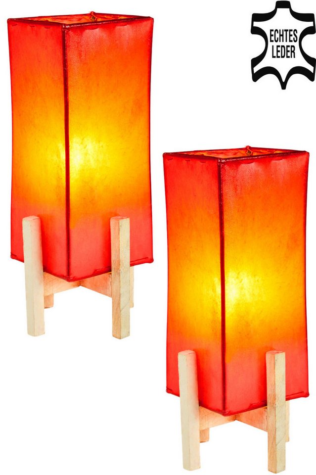 Marrakesch Orient & Mediterran Interior Nachttischlampe 2er SET Janka Rot mit weissem Gestell, 2er SET, Handarbeit von Marrakesch Orient & Mediterran Interior