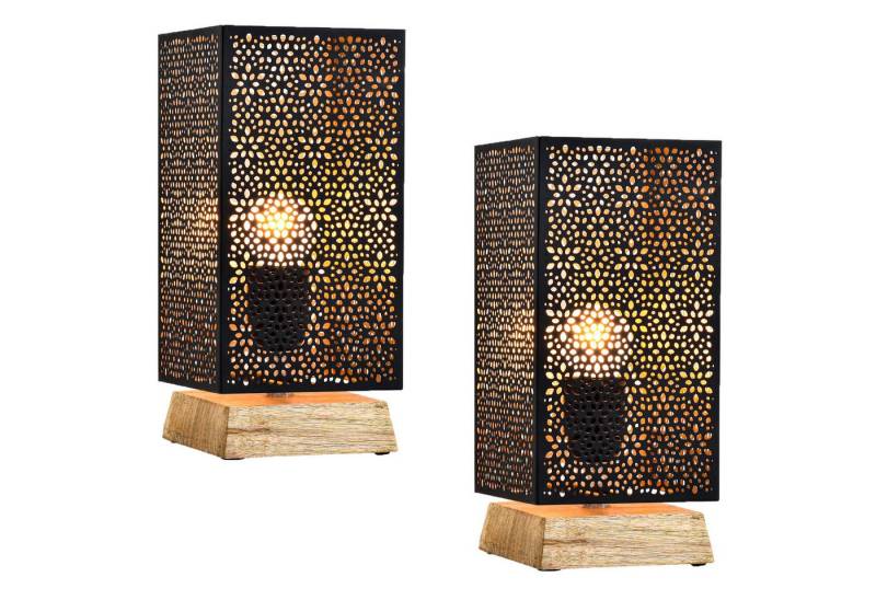 Marrakesch Orient & Mediterran Interior Nachttischlampe 2er Set Aesthetic Deko Tischlampe Nachttischlampe Lampe Schwarz, Handarbeit von Marrakesch Orient & Mediterran Interior