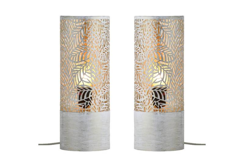 Marrakesch Orient & Mediterran Interior Nachttischlampe 2er Set Boho Deko Tischlampe Nachttischlampe Lampe Verdure Klein Weiss, ohne Leuchtmittel, Tischlampe von Marrakesch Orient & Mediterran Interior