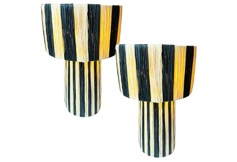 Marrakesch Orient & Mediterran Interior Nachttischlampe 2er Set Boho Deko Tischlampe Nachttischlampe Morjana Beige Schwarz, E27, Handarbeit Marrakesch Orient & Mediterran Interior Nachttischlampe 2er Set Boho Deko Tischlampe Nachttischlampe Morjana Beige Schwarz, E27, Handarbeit von Marrakesch Orient & Mediterran Interior