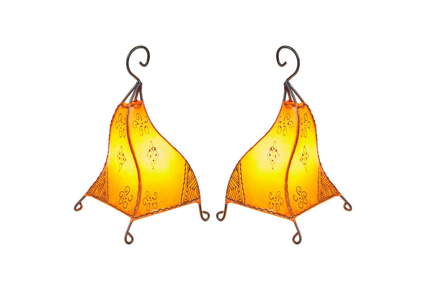 Marrakesch Orient & Mediterran Interior Nachttischlampe 2er Set – Marrakesch Orange Tischlampen Lampe aus Ziegenleder 35 cm, Handarbeit von Marrakesch Orient & Mediterran Interior