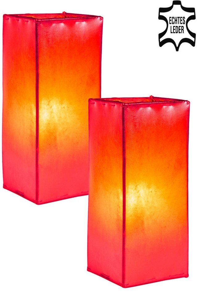 Marrakesch Orient & Mediterran Interior Nachttischlampe 2er Set Nachttischlampe Tischlampe Lampe Janka rot, 2er SET, Handarbeit von Marrakesch Orient & Mediterran Interior
