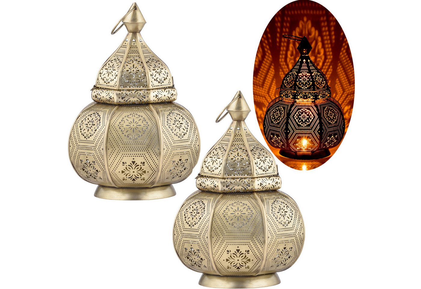 Marrakesch Orient & Mediterran Interior Nachttischlampe 2er Set Orientalische Laterne Lampe Nachttischlampe Mahana Gold, Handarbeit Marrakesch Orient & Mediterran Interior Nachttischlampe 2er Set Orientalische Laterne Lampe Nachttischlampe Mahana Gold, Handarbeit von Marrakesch Orient & Mediterran Interior