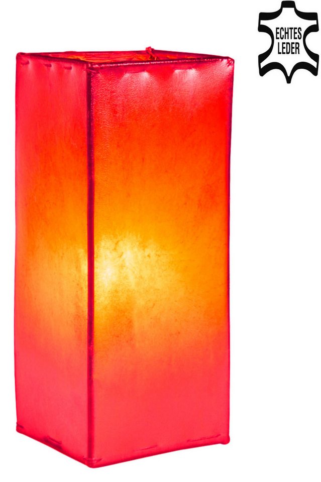 Marrakesch Orient & Mediterran Interior Nachttischlampe Ledertischlampe Janka Rot, Handarbeit von Marrakesch Orient & Mediterran Interior
