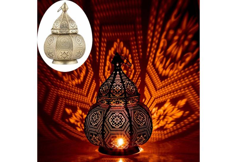 Marrakesch Orient & Mediterran Interior Nachttischlampe Orientalische Laterne Lampe Nachttischlampe Mahana Gold, Handarbeit von Marrakesch Orient & Mediterran Interior