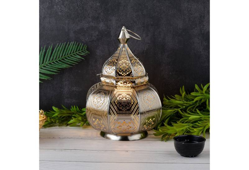 Marrakesch Orient & Mediterran Interior Nachttischlampe Orientalische Laterne Lampe Nachttischlampe Mahana Silber, Handarbeit von Marrakesch Orient & Mediterran Interior