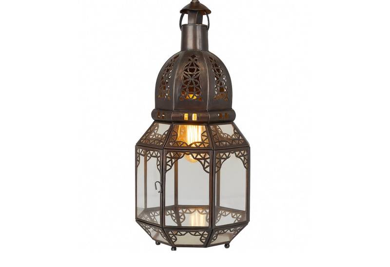 Marrakesch Orient & Mediterran Interior Pendelleuchte Deckenlampe Haifa Klar 40cm, Mediterrane Glas-Metall Pendellampe, ohne Leuchtmittel, Handarbeit von Marrakesch Orient & Mediterran Interior