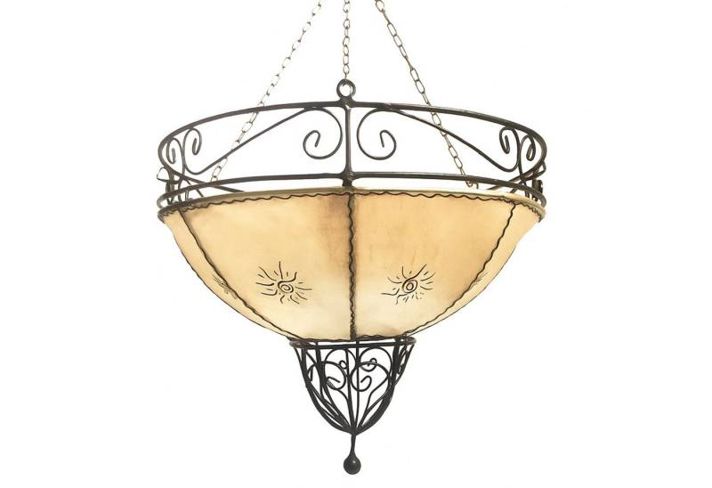 Marrakesch Orient & Mediterran Interior Pendelleuchte Hängeleuchte Demren Natur 45cm aus Leder, Pendellampe Handgefertigt, Handarbeit von Marrakesch Orient & Mediterran Interior