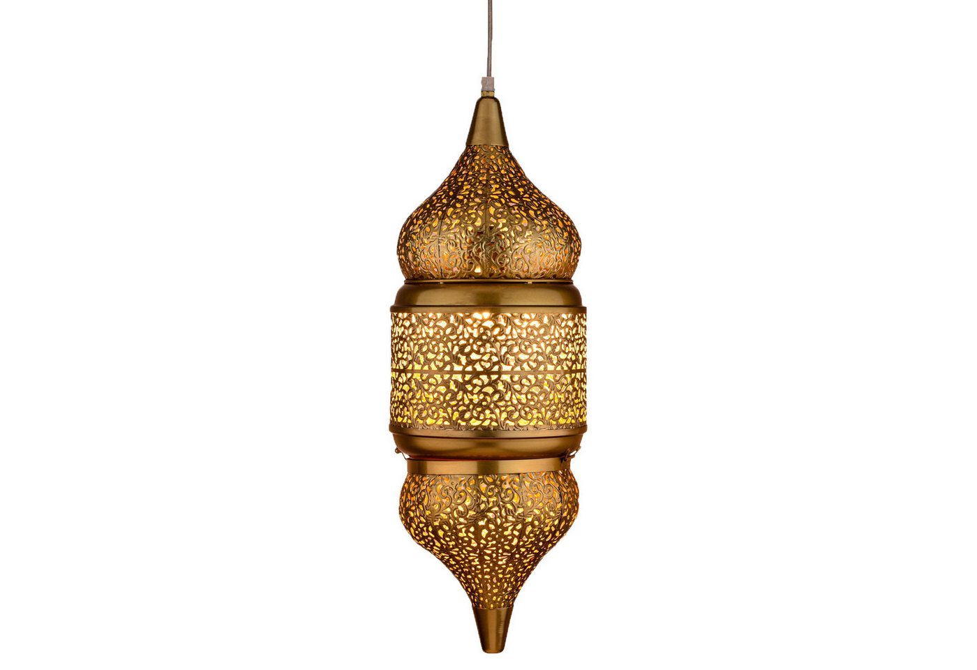Marrakesch Orient & Mediterran Interior Pendelleuchte Orientalische Pendelleuchte Imano Gold 56cm, Handarbeit & Boho Deko, Leuchtmittel nicht im Lieferumfang enthalten, Handarbeit von Marrakesch Orient & Mediterran Interior