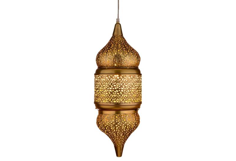 Marrakesch Orient & Mediterran Interior Pendelleuchte Orientalische Pendelleuchte Imano Gold 56cm, Handarbeit & Boho Deko, Leuchtmittel nicht im Lieferumfang enthalten, Handarbeit von Marrakesch Orient & Mediterran Interior